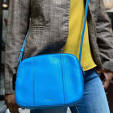 Fossil Blue Camera Bag Pebbled Leather Crossbody