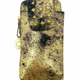 Calleen Cordero Gold Phone Case Crackle Leather Studded Crossbody
