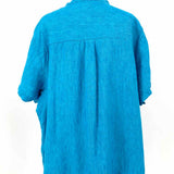 Eileen Fisher Women's Blue Size 3X Button Down Linen Short Sleeve Top