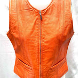 Ms. Maxima Women's Orange Size M Zip Leather Vest