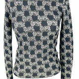 Women's Black Beige Size S Checkered Pleated Long Sleeve