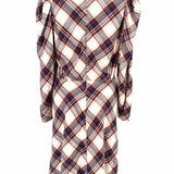 VERONICA BEARD Agnor Women's Navy White Size 4 Long Sleeve Cotton Plaid Dress