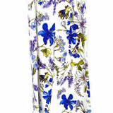 Sara Roka Women's White Purple Size 42/8 Wide Leg Floral Made in Italy Pants