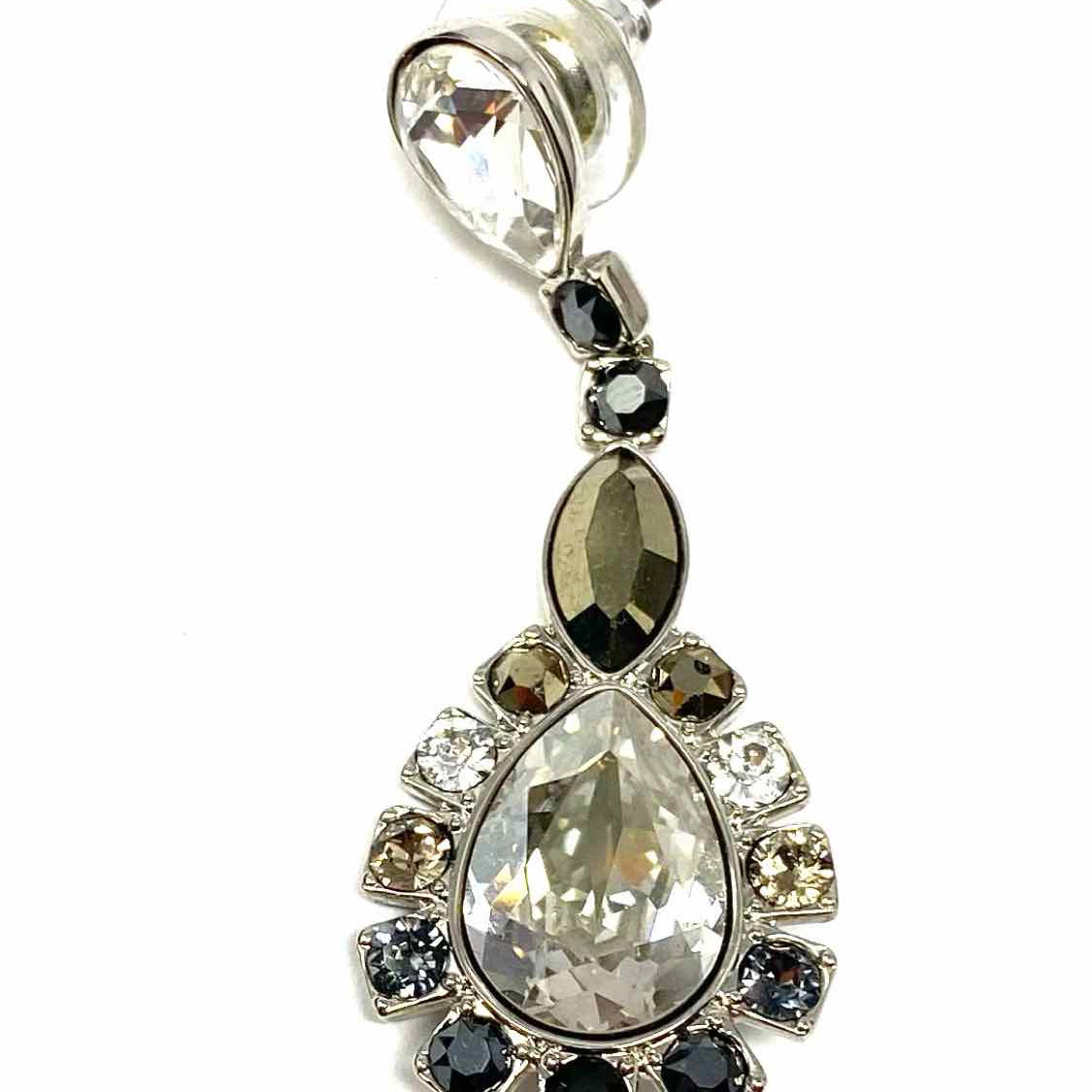Swarovski Silver tone Dangle Teardrop Crystal Earrings