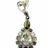 Swarovski Silver tone Dangle Teardrop Crystal Earrings