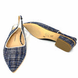 Chinese Laundry Women's Blue Cream Size 8.5 Pointed Tweed Slingbacks