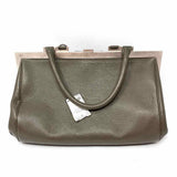Perrin Paris Gray Hinged Pebbled Leather Satchel