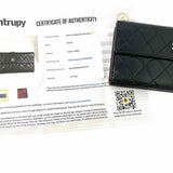 Chanel 2011 Classic Long Flap Black Quilted Caviar Leather Wallet