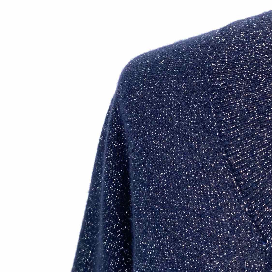 Jennifer Tyler Women's Navy Size M V-Neck Shimmer Sweater