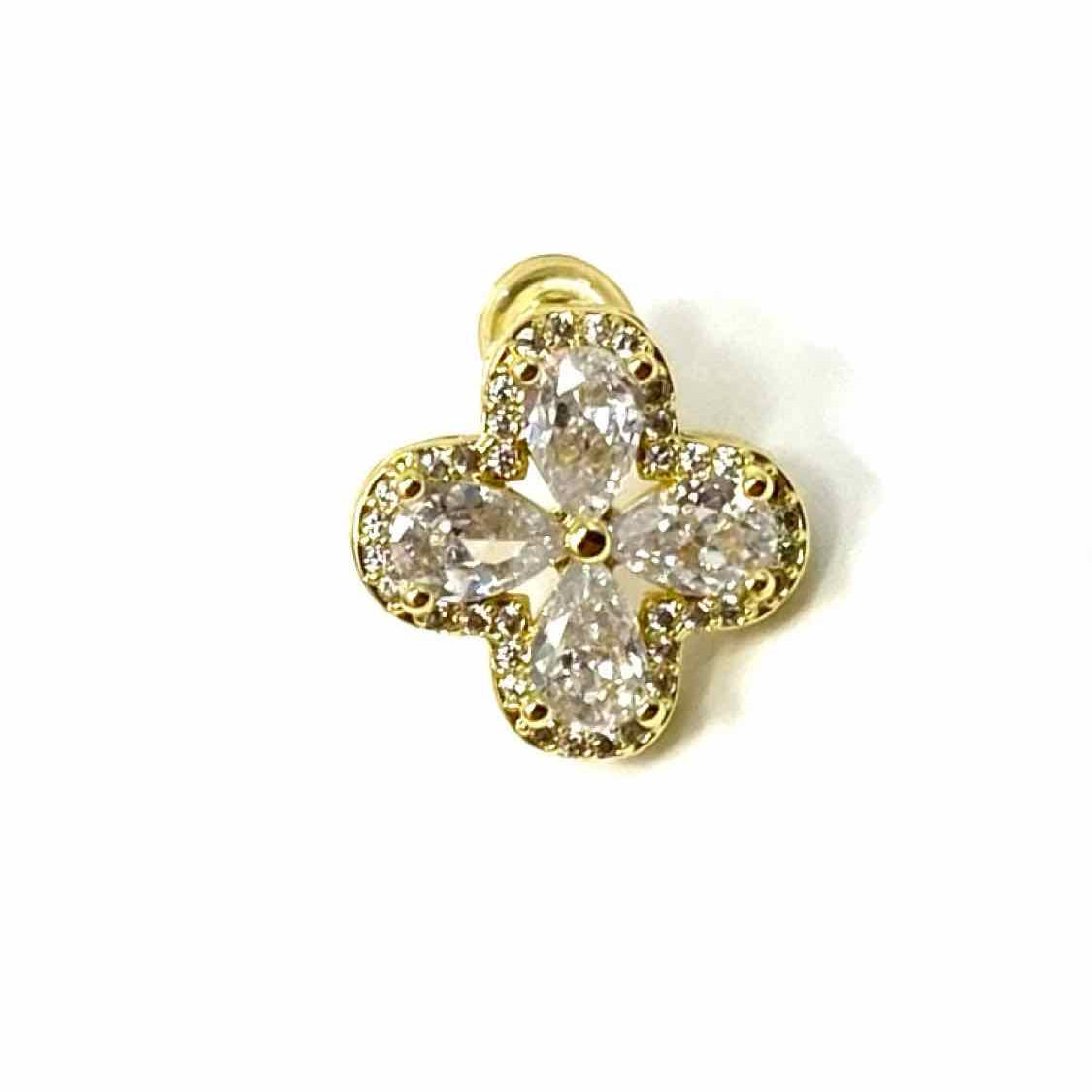 14K Gold-filled Gold Stud Flower Cubic Zirconia Earrings