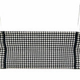Christian Dior Embroidered Medium Book Bag Canvas Black White Houndstooth Tote