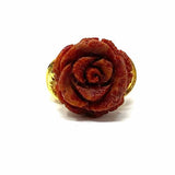 Estate 7 .925 Sterling Red Gold Tone Rose Coral Ring