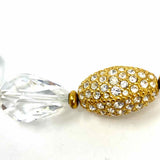 Swarovski Crystals Pave Elongated Egg Bead Pendant Gold Tone 24.25" Necklace