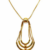 W.J.N. Gold Tone Pendant Chain Necklace