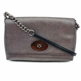 Coach Crosstown Silver Turnlock Metallic Pebbled Leather Crossbody
