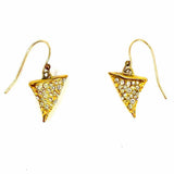 Alexis Bittar Gold Tone Dangle Shark Tooth Crystal Earrings