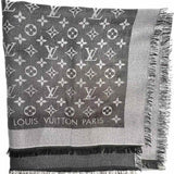 LOUIS VUITTON Monogram Shine Black 55" Metallic Shawl