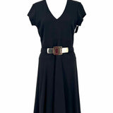 Cache Women's Black Size 8 A-Line Belted Dress
