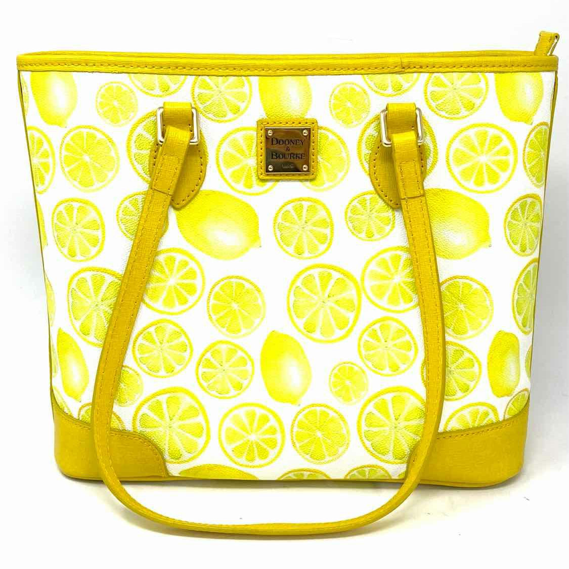 Dooney & Bourke Coated Canvas Yellow Zip Top Lemon Tote