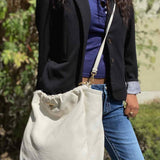 Prada White Hobo Pebbled Leather Shoulder Bag