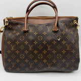 LOUIS VUITTON 2016 Pallas Coated Canvas Brown Top Handle Monogram Satchel