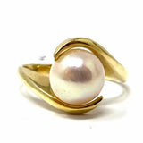 Estate Blush Solitaire Pearl Size 7.5 14K Ring