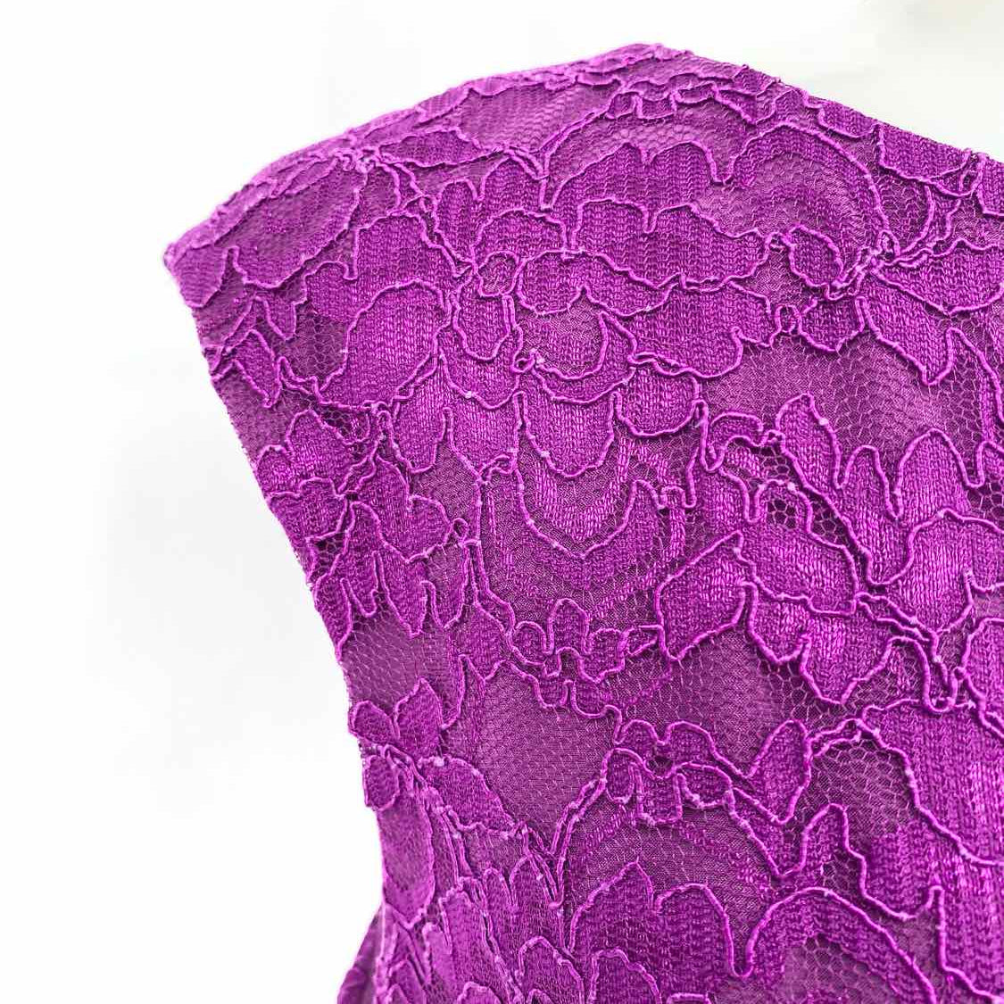 Lauren Ralph Lauren Women's Purple Size 12/L Sleeveless Floral Applique Dress