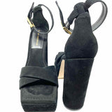 Good American Women's Black Size 8.5 Platform Suede Sandals