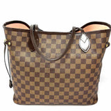 LOUIS VUITTON 2016 Neverfull MM Pink Interior Brown Damier Ebene Tote