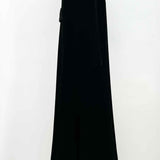Women's Black Size M Long Velvet Coat