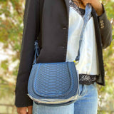 BCBGeneration Navy Saddle Bag python vegan leather Crossbody