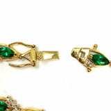Statement Gold Tone Marquise Cut 7" Green Gem Bracelet