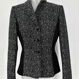 Tahari Women's Black White Size 4 Speckled Blazer