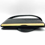 Donini Black Flap Croc Embossed Patent Leather Shoulder Bag