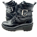 Paul Green Women's Black Size 8 Combat Patent Leather Boots