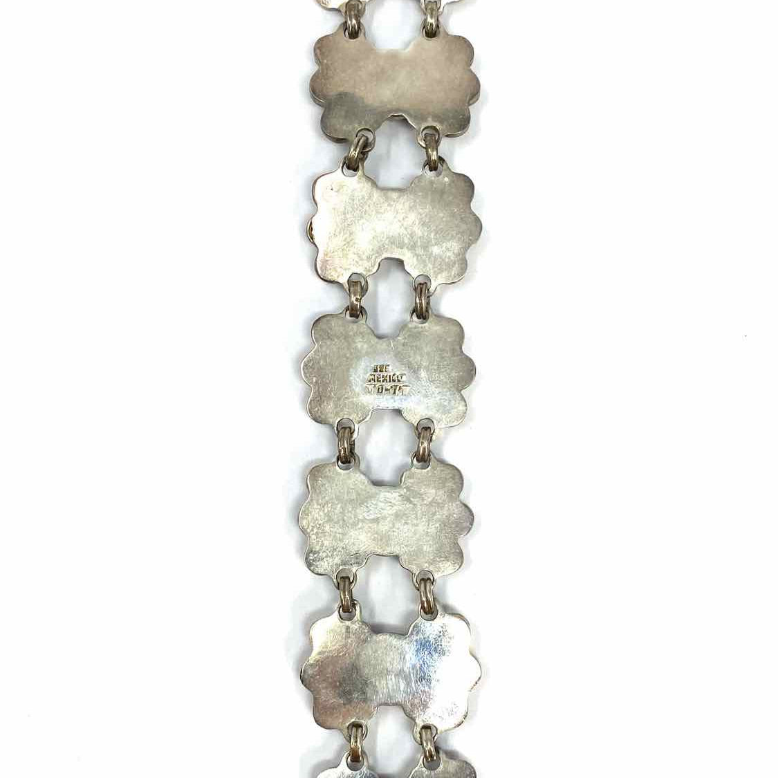 Taxco Maria Morena Ortiz 1980's 925 Sterling 7.5" Flower Made in Mexico Bracelet