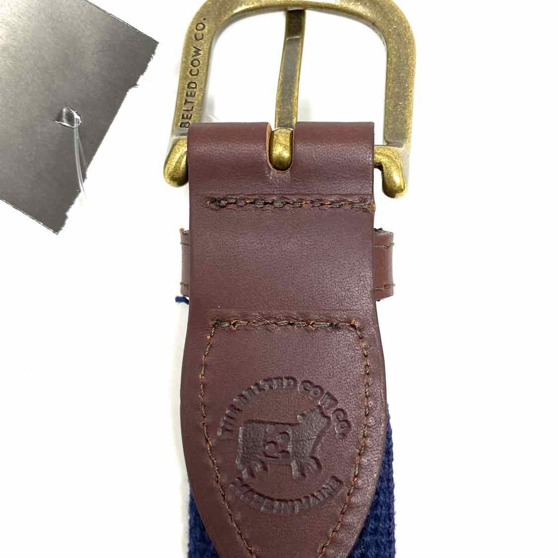 The Belted Cow Co Waist Size 34 Canvas Navy / Yellow Stripe Belt