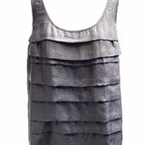 Eileen Fisher Women's Gray Size M Scoop Neck Silk Pleated Sleeveless