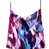 Open Edit Women's Purple Blue Size XL Cowl Neck Paint Strokes Sleeveless