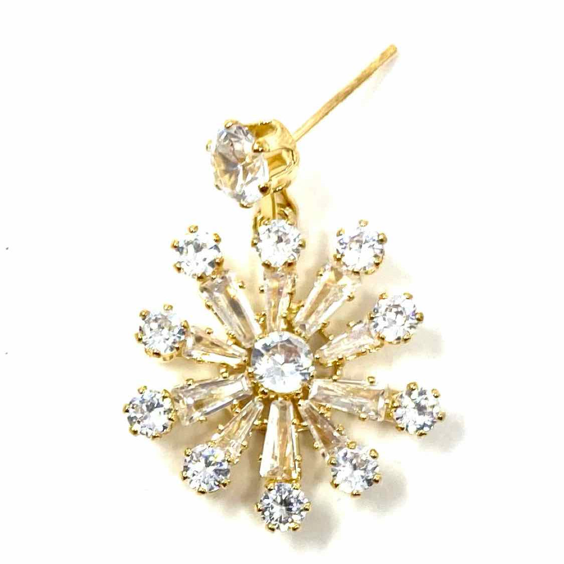 Natasha Gold Dangle 1" Snowflake Crystal Earrings