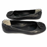 Tory Burch Minnie Travel Women's Black Size 7.5 Ballet Logo Flats