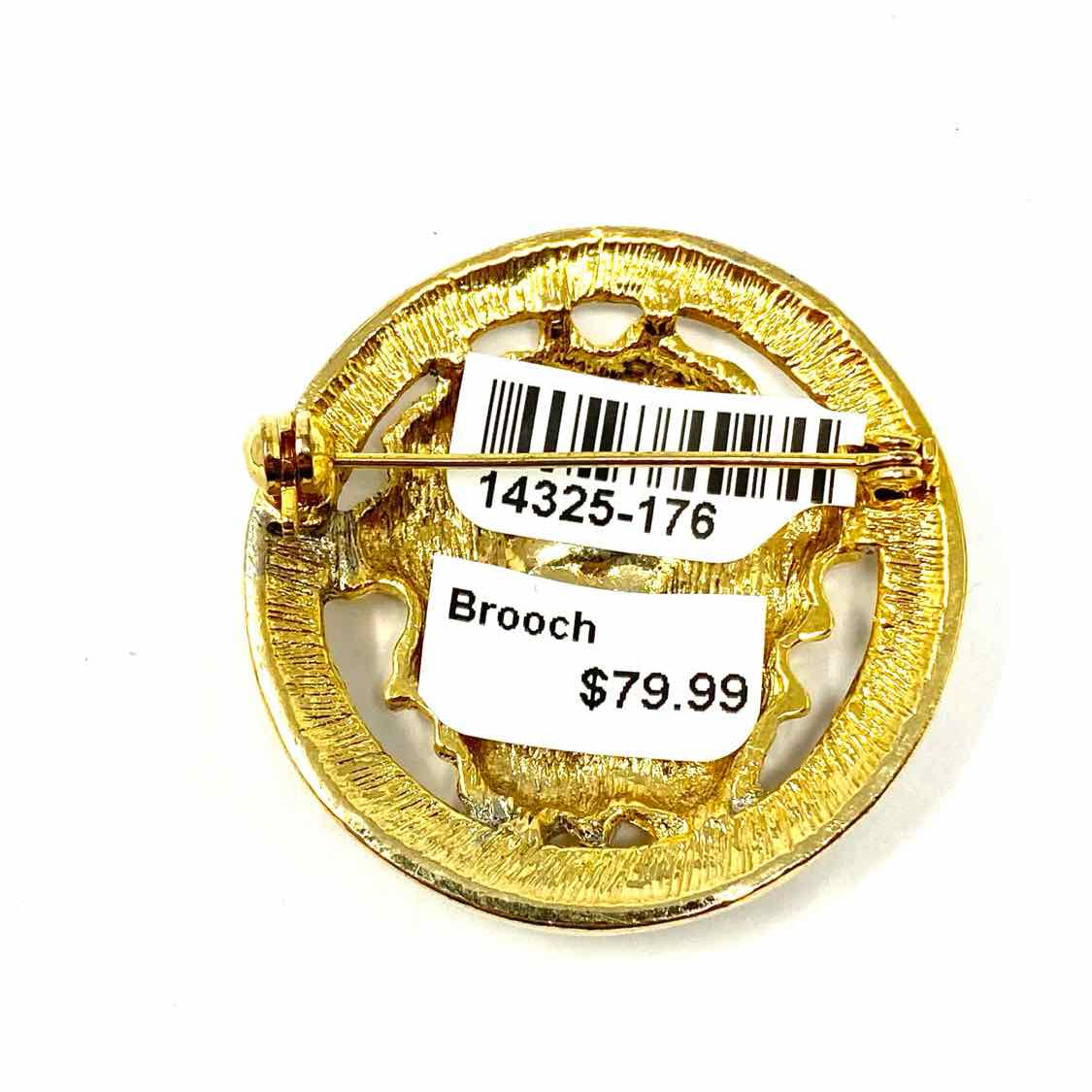 Estate Vintage Two-tone Round Medusa Brooch