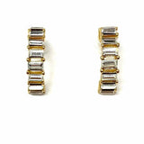Dior Gold Tone White Huggie Crystal Earrings