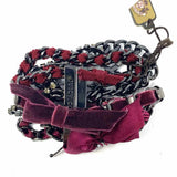 Juicy Couture Chain Burgundy Black Layered 7" Bow Bracelet