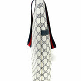 Gucci Coated Canvas Navy White GG Web Detail Tote