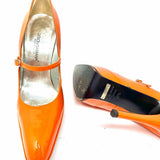 DOLCE & GABBANA Women's Orange Size 37.5/7 Pointed Patent Leather Pumps