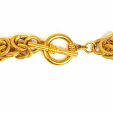 Statement Gold Tone Chain 18" Byzantine Toggle Clasp Necklace