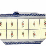 Sezane Cream Blue Large Floral Embroidered Print Tote
