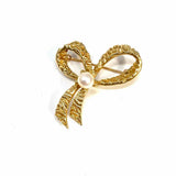 Imperial Pearl Syndicate 14K Yellow Gold Bow Freshwater Pearl Brooch