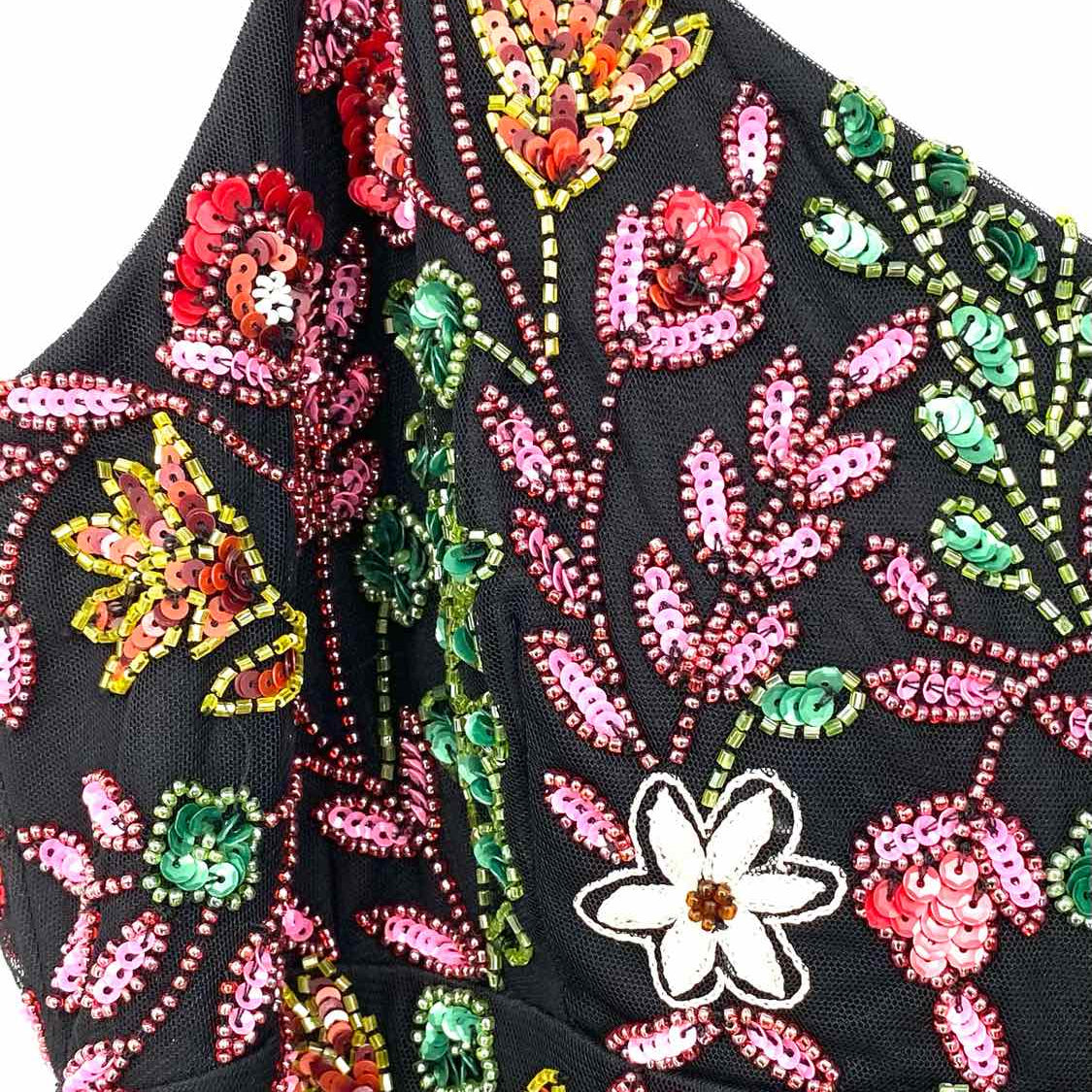 Adrianna Papell Women's Black Multi-Color Size 16/xl Sleeveless Beaded Gown